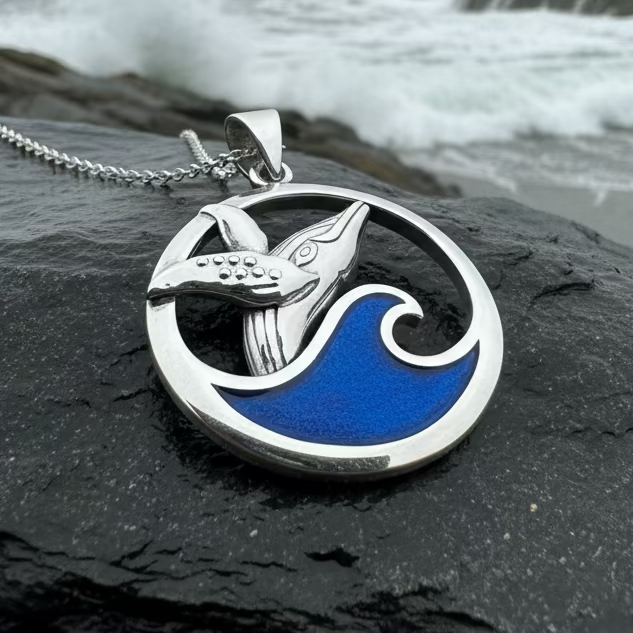Ocean Whale Necklace in sterling silver