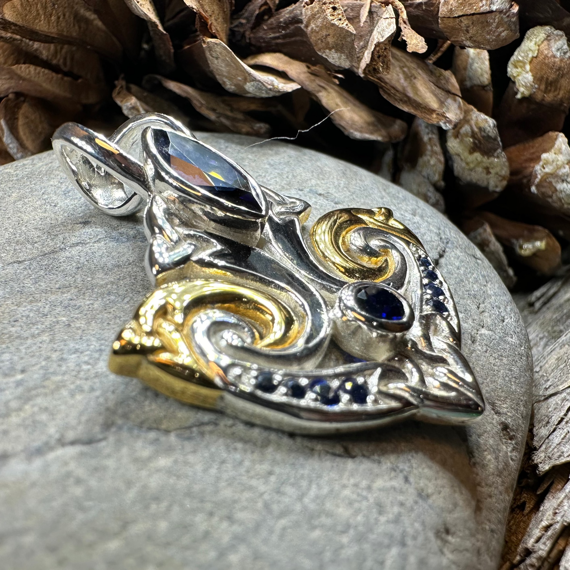 Celtic Triquetra Gemstone Necklace in Sterling Silver — view 9
