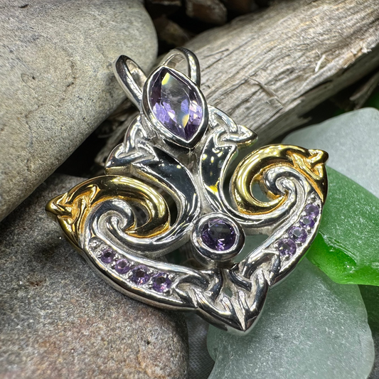 Celtic Triquetra Gemstone Necklace in Sterling Silver — view 5
