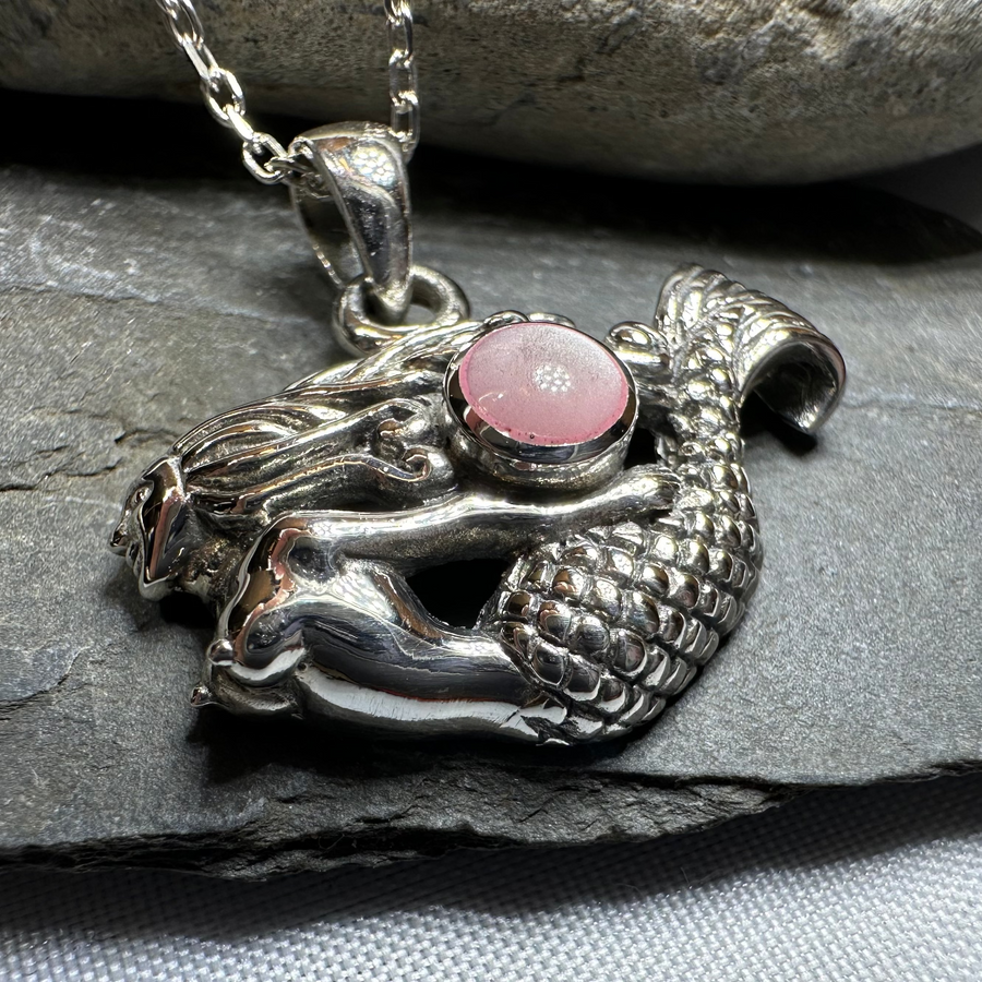 Free Spirit Mermaid Necklace with Pink Seashell Inlay