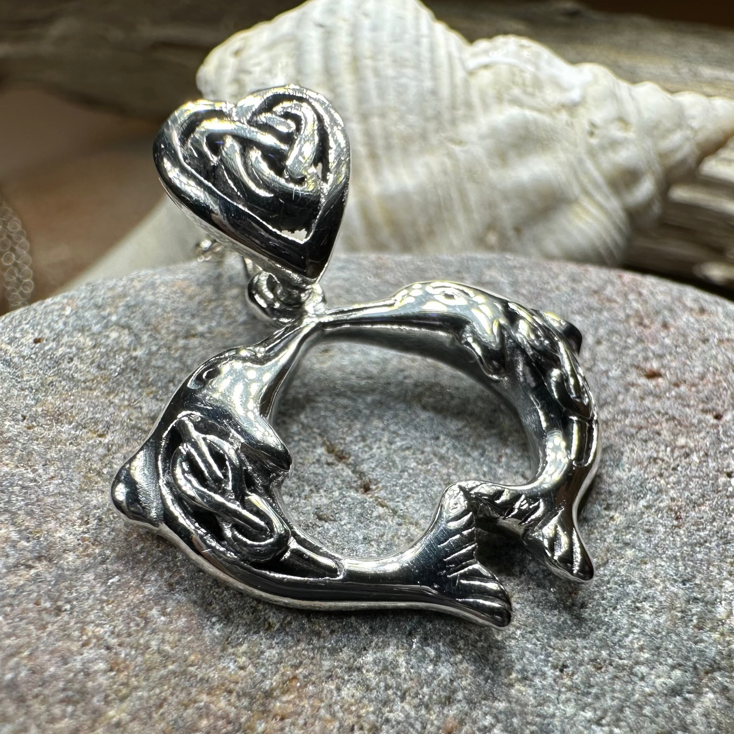 Celtic Dolphin Love Necklace in Sterling Silver