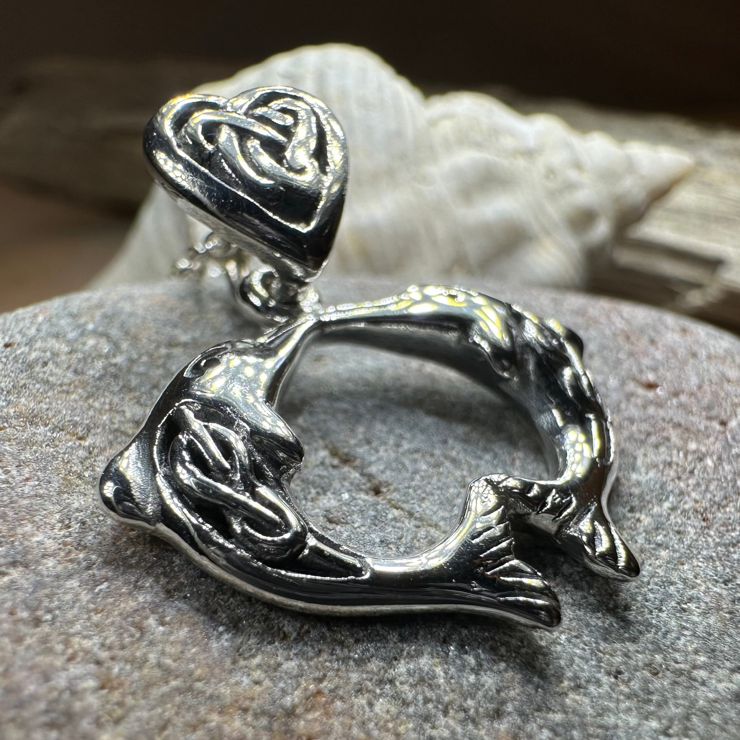 Celtic Dolphin Love Necklace in Sterling Silver