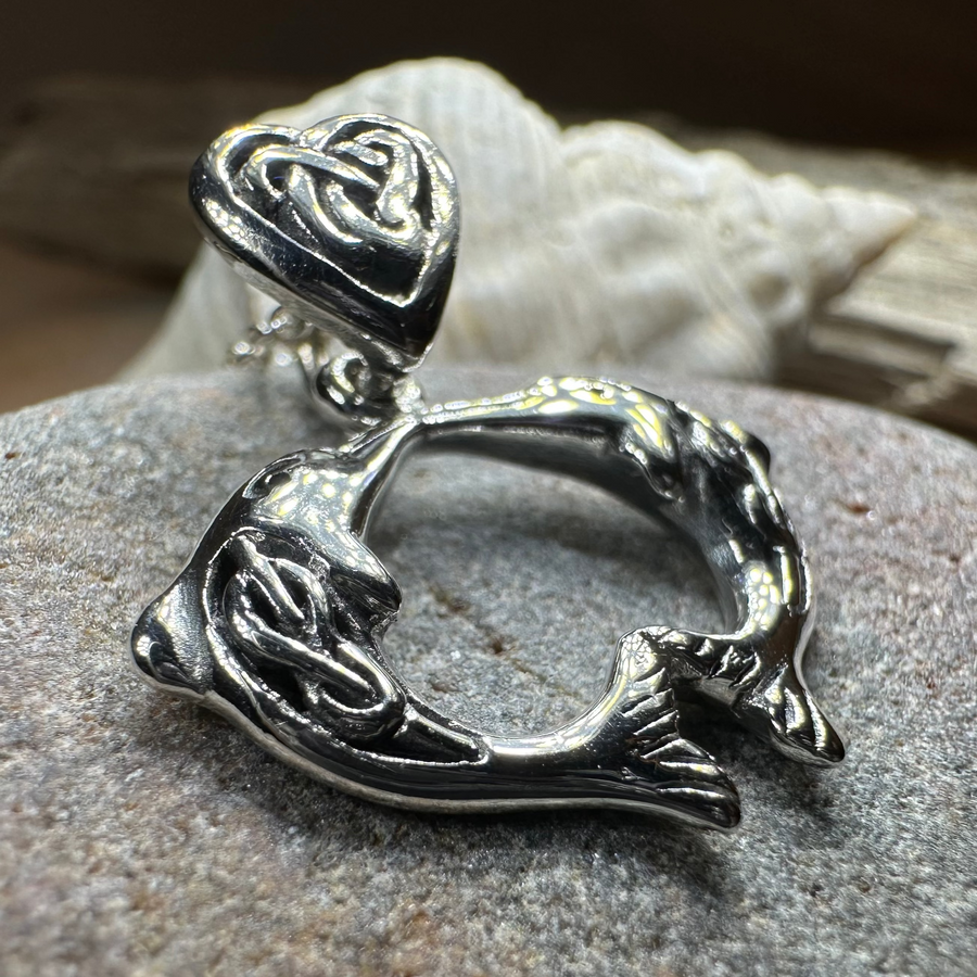 Celtic Dolphin Love Necklace in Sterling Silver