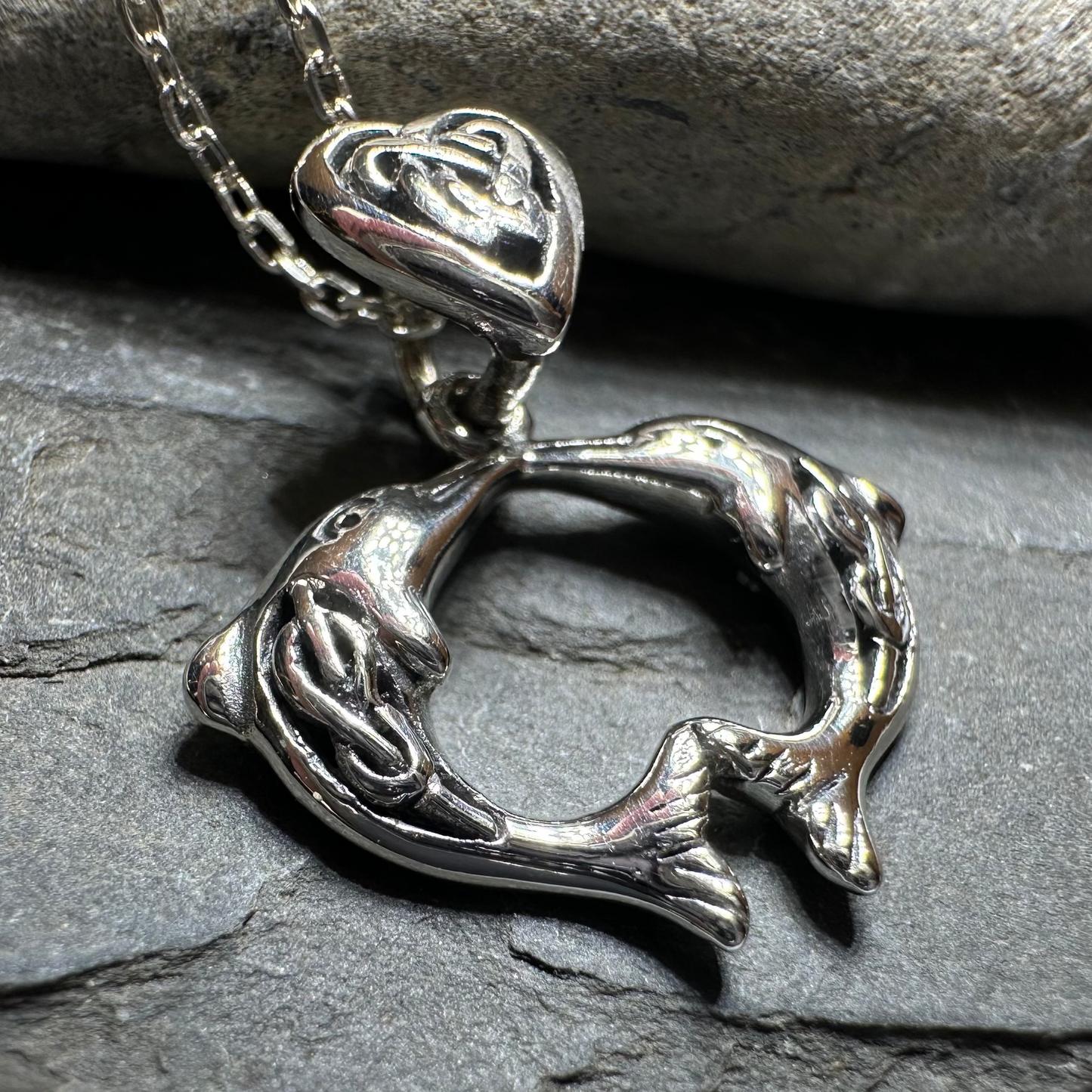 Celtic Dolphin Love Necklace in Sterling Silver