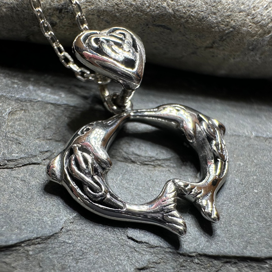 Celtic Dolphin Love Necklace in Sterling Silver