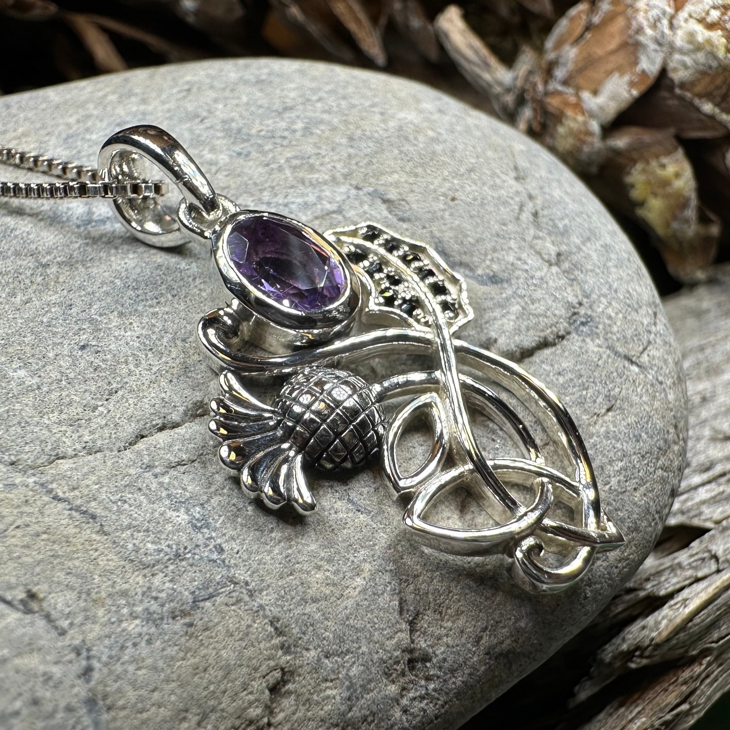Mirren Amethyst Thistle Necklace — view 4