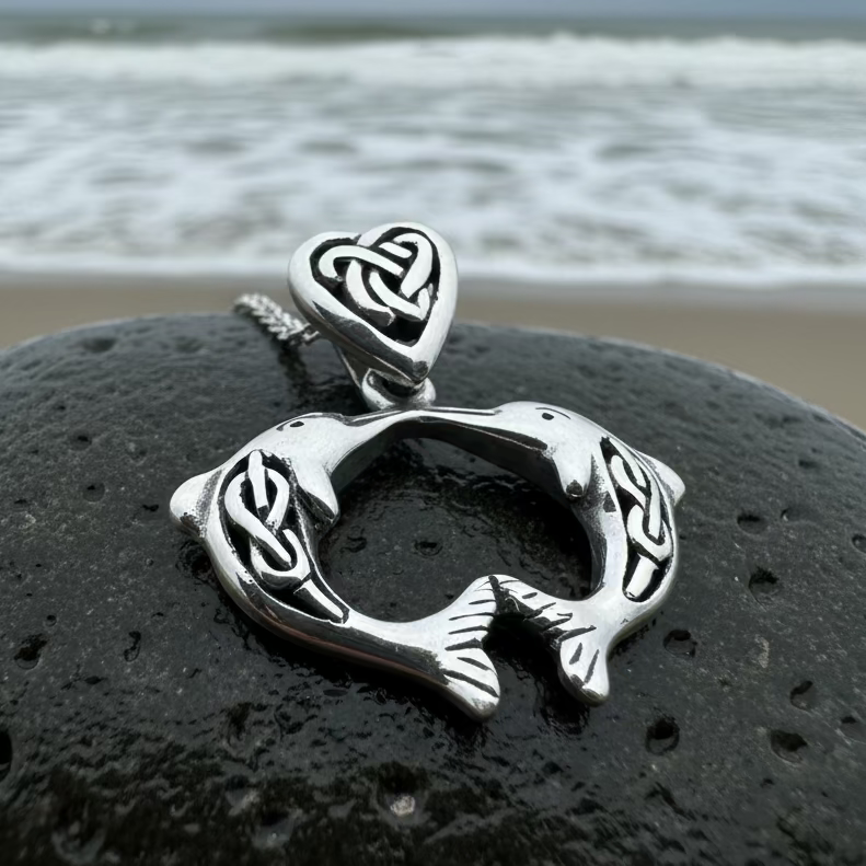 Celtic Dolphin Love Necklace in Sterling Silver