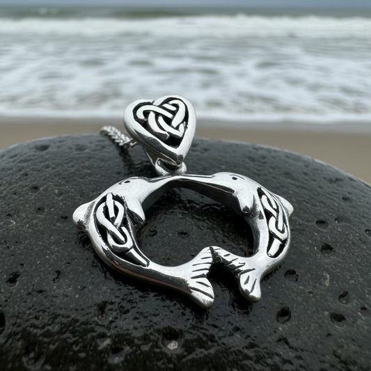 Celtic Dolphin Love Necklace in Sterling Silver
