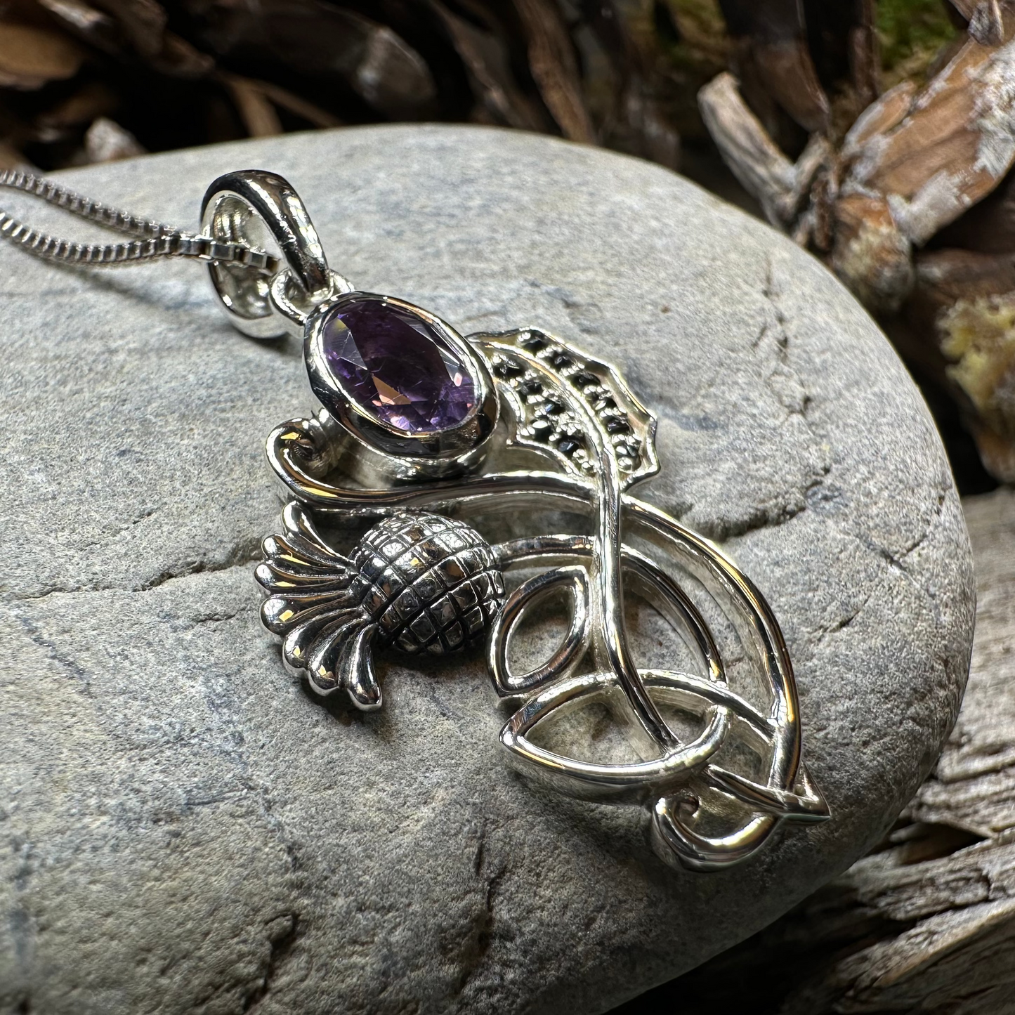 Mirren Amethyst Thistle Necklace — view 7