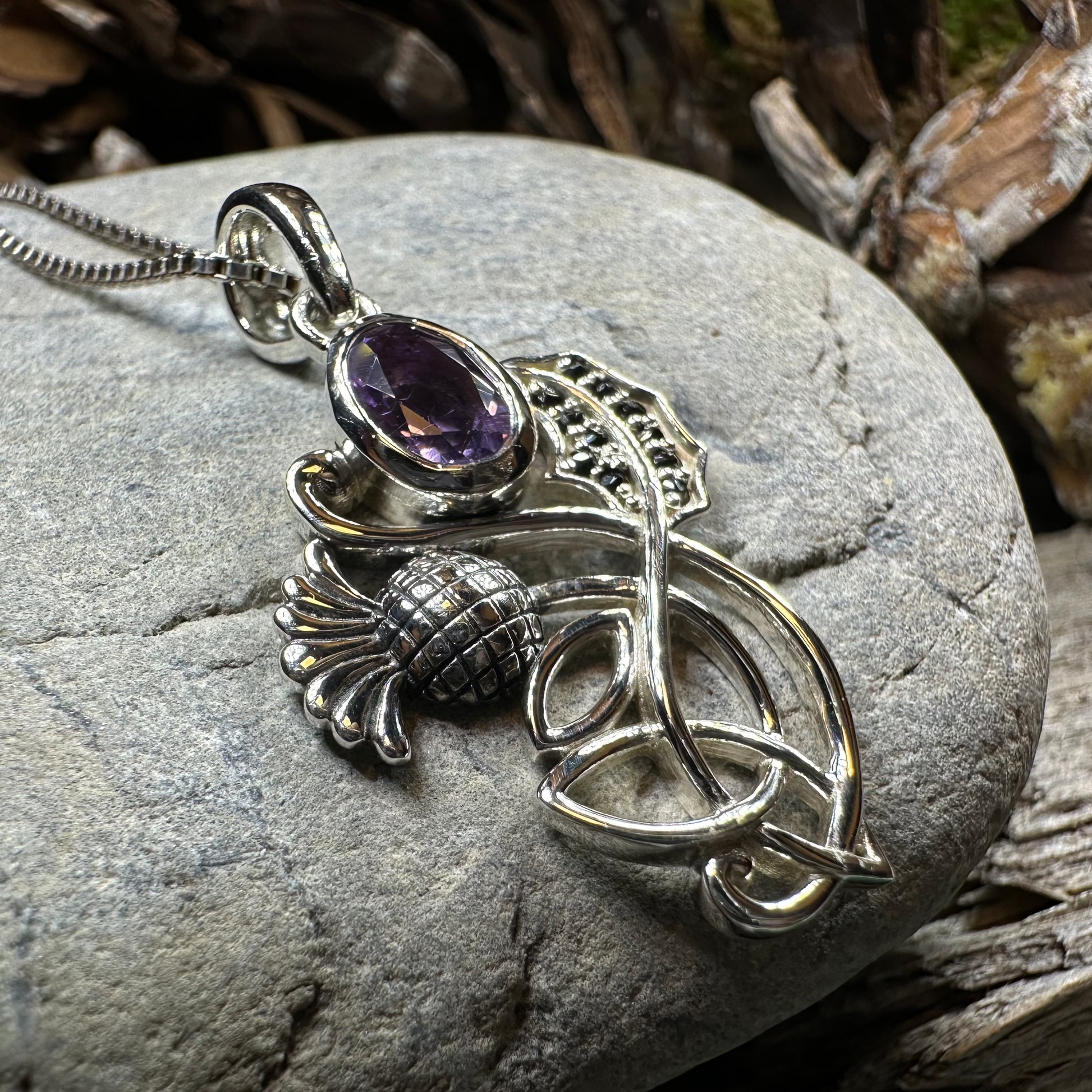 Mirren Amethyst Thistle Necklace — view 7
