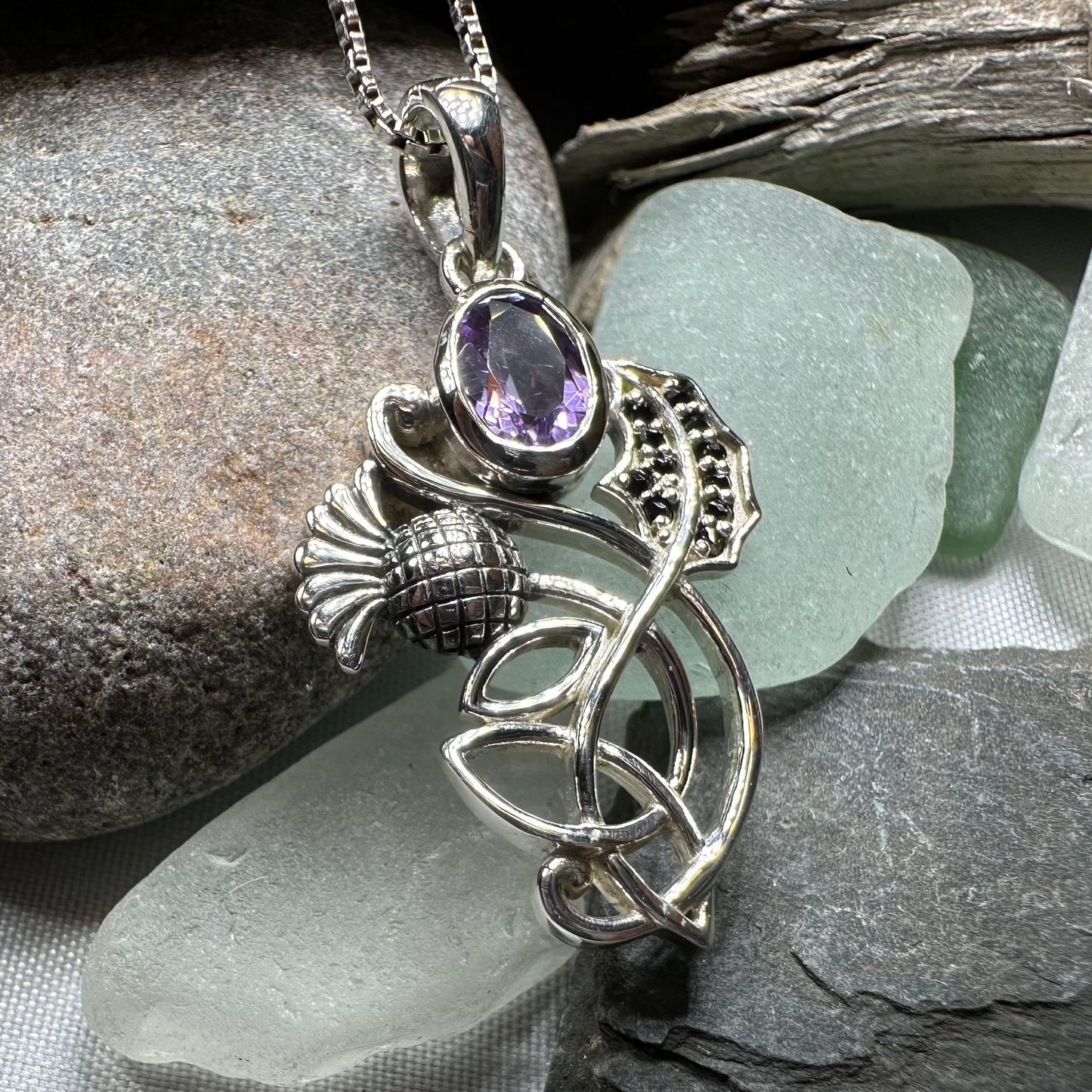 Mirren Amethyst Thistle Necklace — view 10