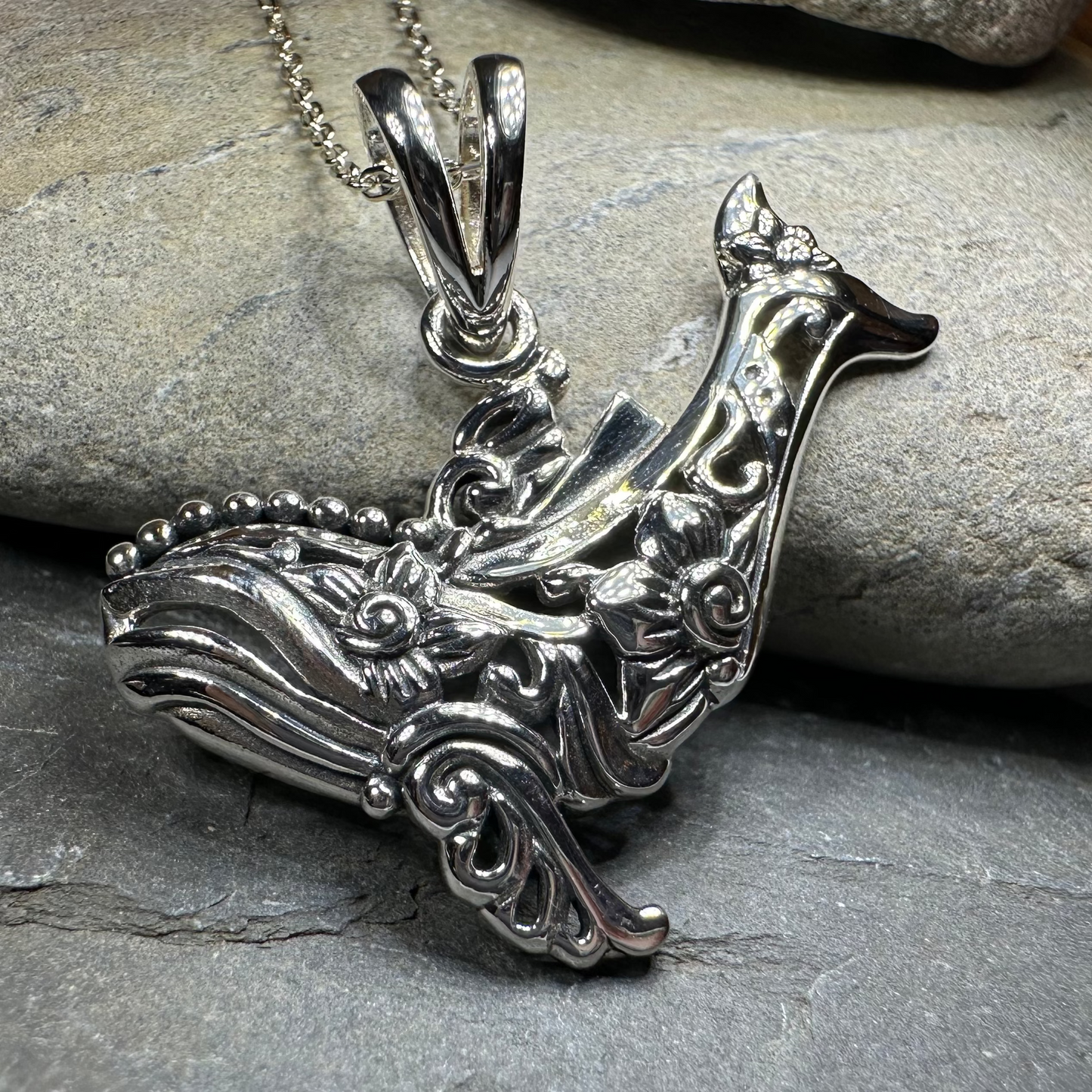 Bohemian Whale Necklace in silver