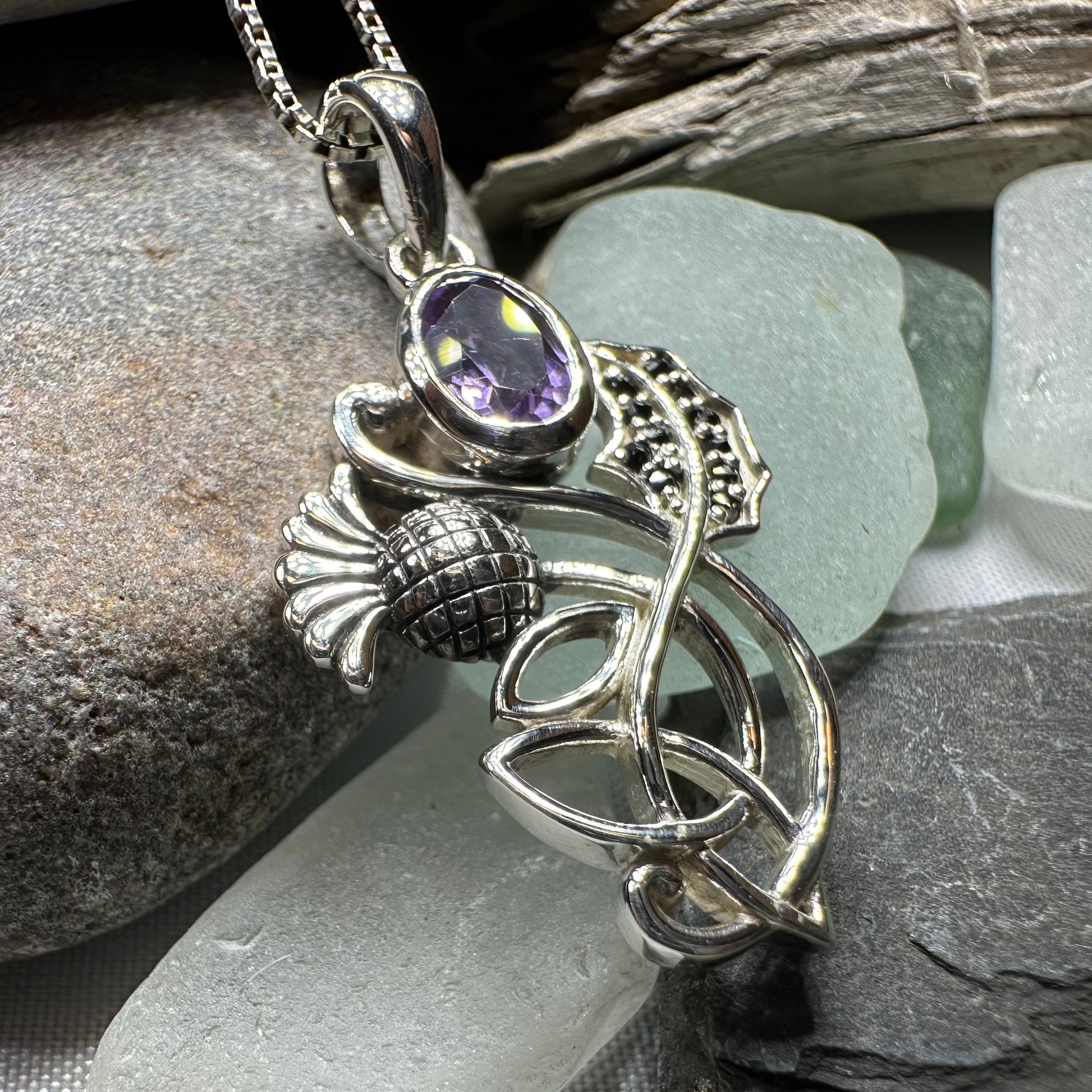 Mirren Amethyst Thistle Necklace — view 3