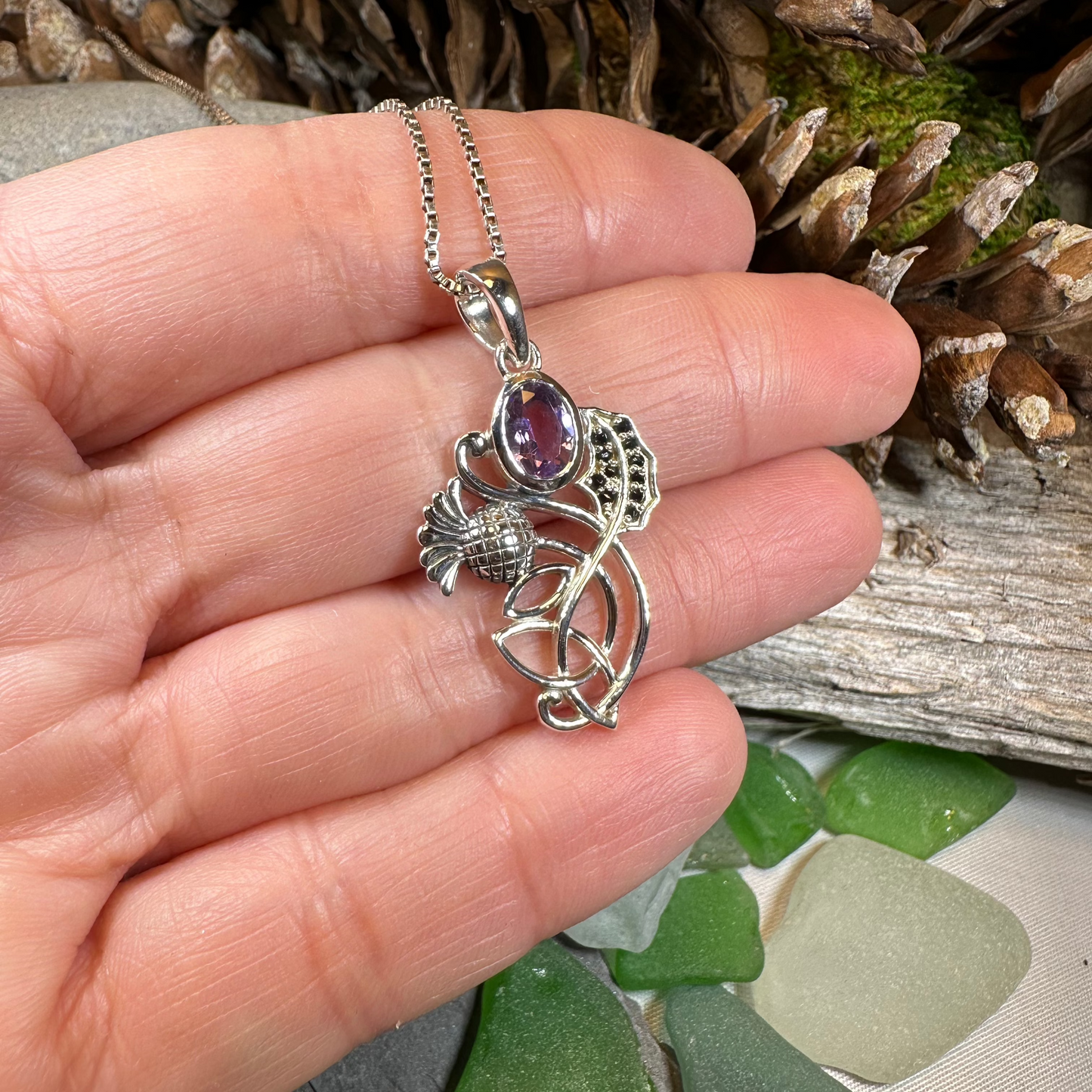Mirren Amethyst Thistle Necklace — view 5