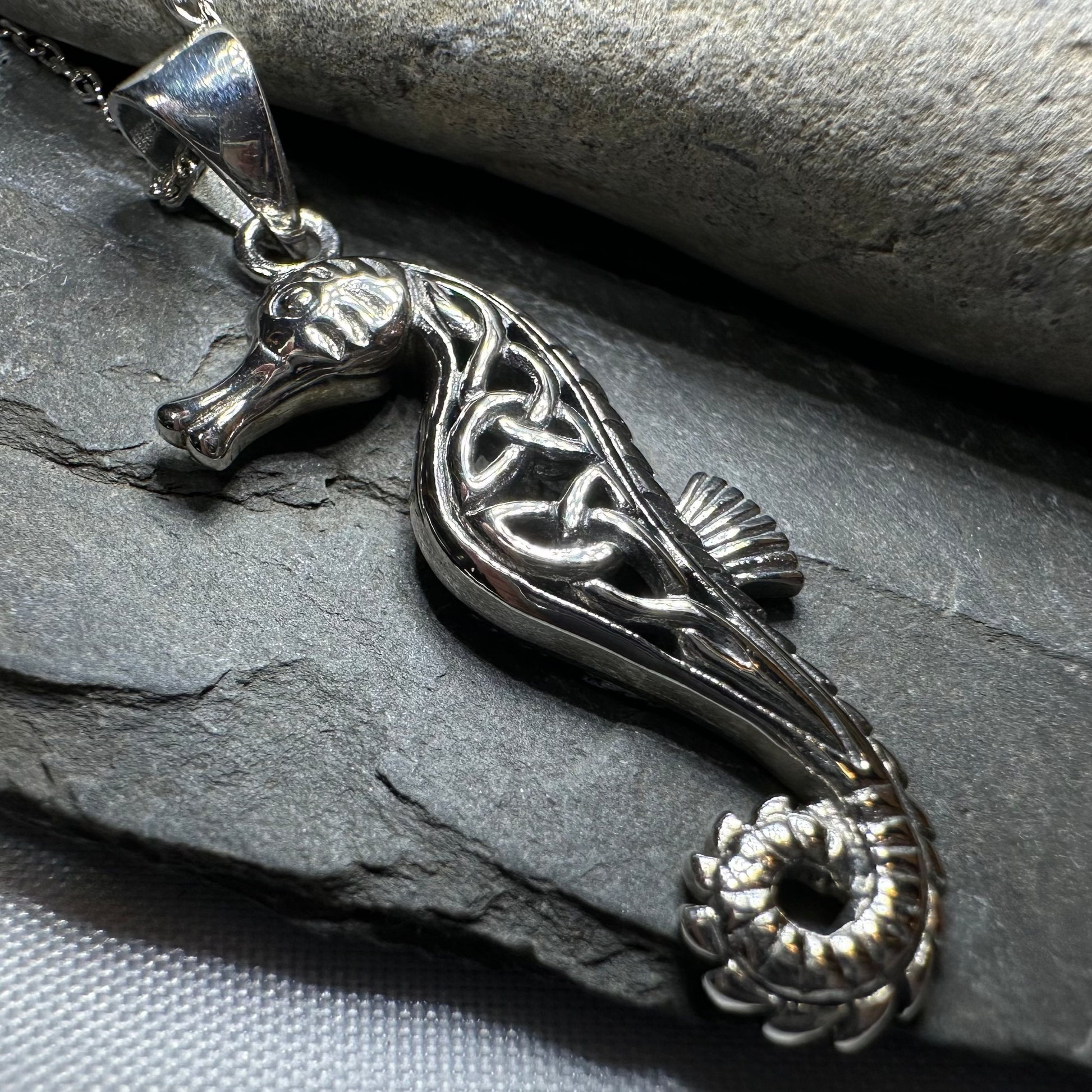 Serendipity Celtic Seahorse Necklace in sterling silver