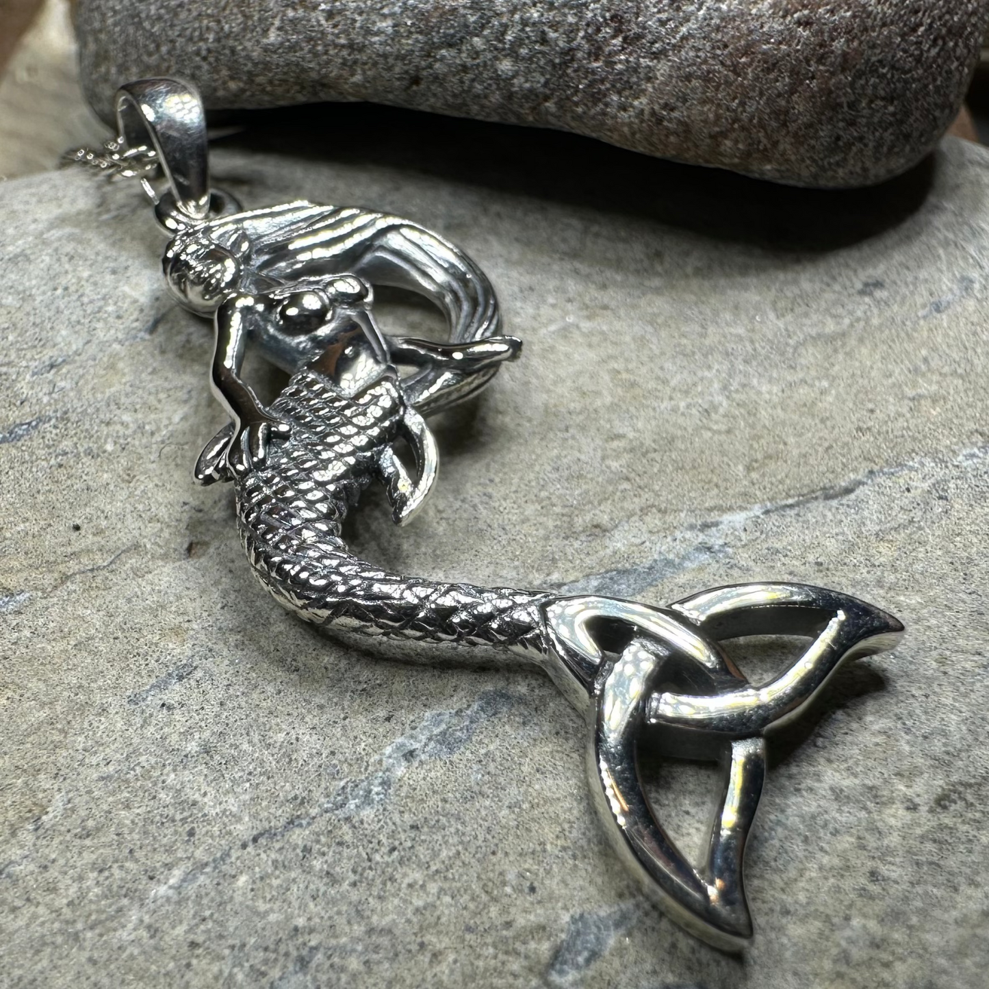 Celtic Trinity Knot Mermaid Necklace in sterling silver