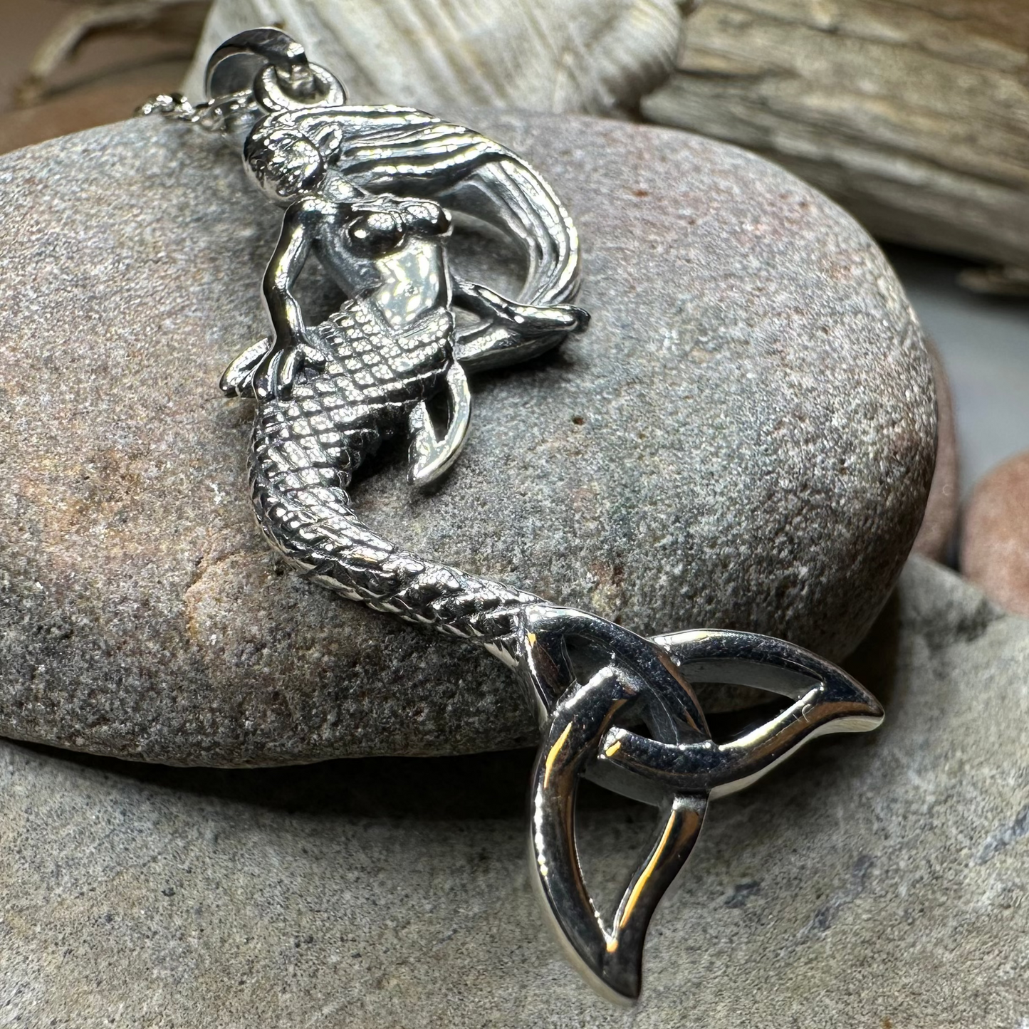 Celtic Trinity Knot Mermaid Necklace — view 4