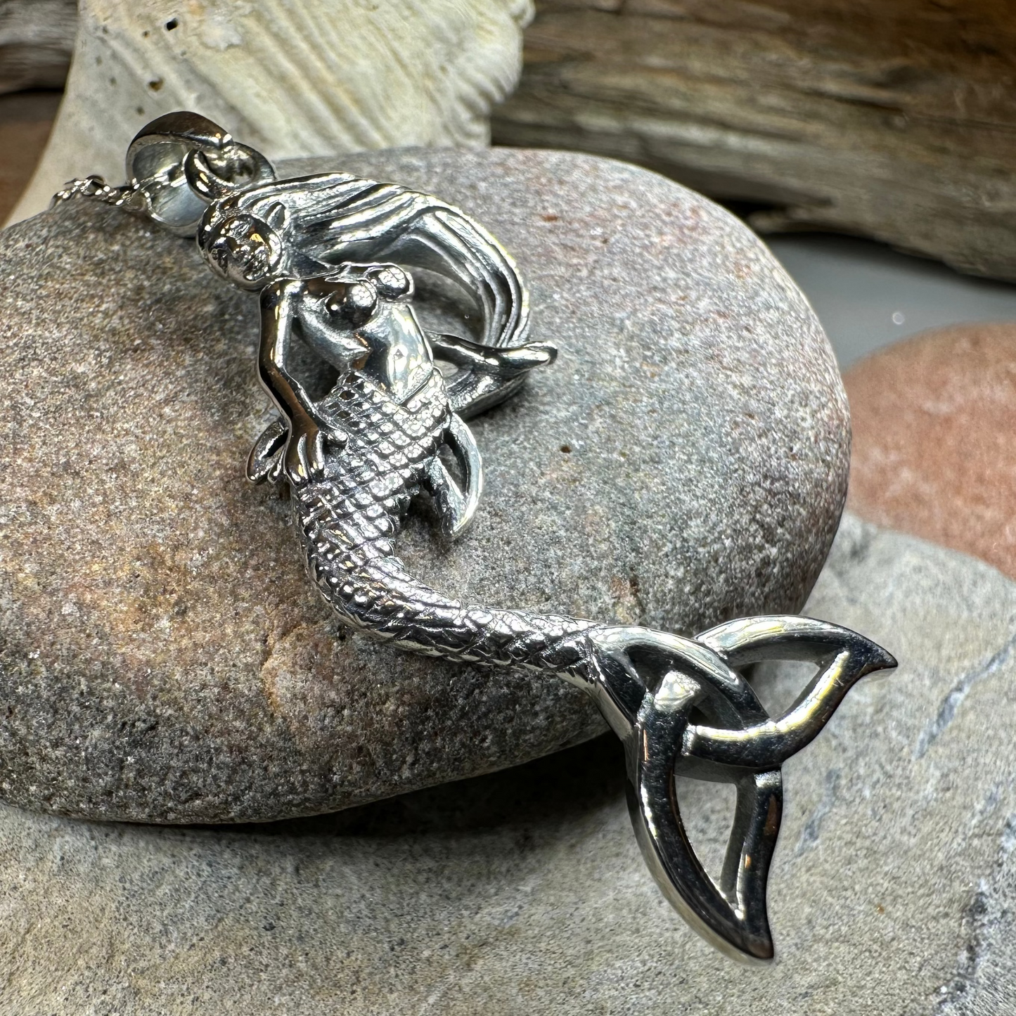 Celtic Trinity Knot Mermaid Necklace — view 7