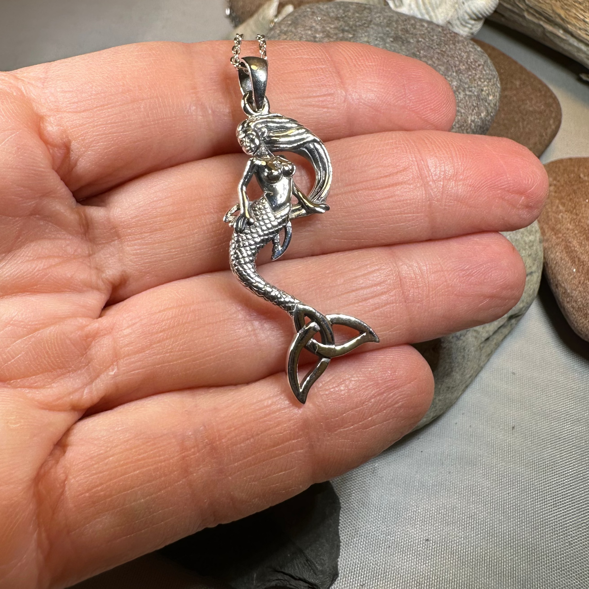 Celtic Trinity Knot Mermaid Necklace — view 3
