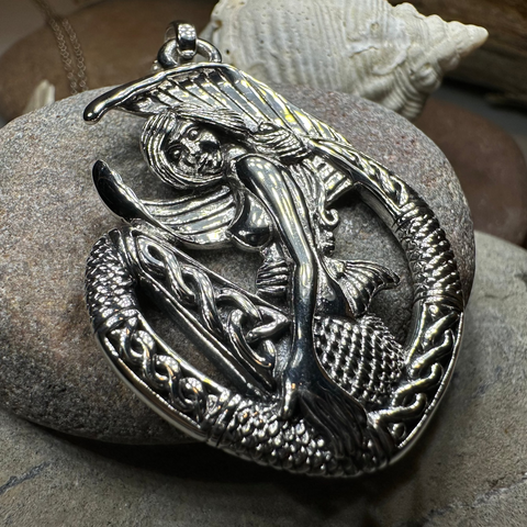 Load image into Gallery viewer, Ireland Celtic Mermaid Necklace in Sterling Silver
