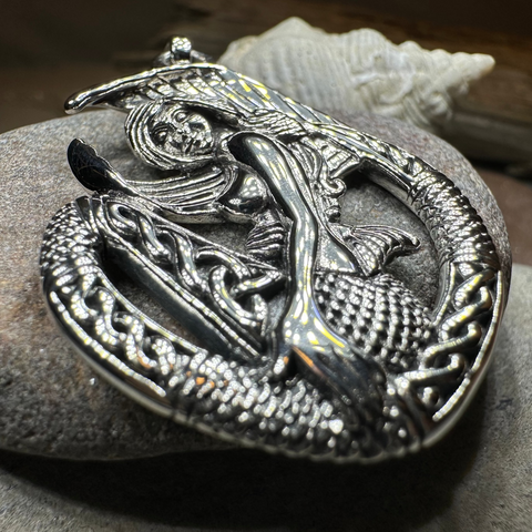 Load image into Gallery viewer, Ireland Celtic Mermaid Necklace in Sterling Silver
