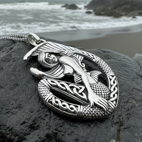 Load image into Gallery viewer, Ireland Celtic Mermaid Necklace in Sterling Silver
