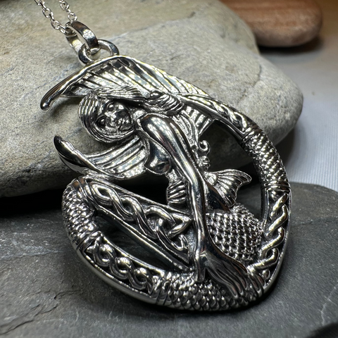 Load image into Gallery viewer, Ireland Celtic Mermaid Necklace in Sterling Silver
