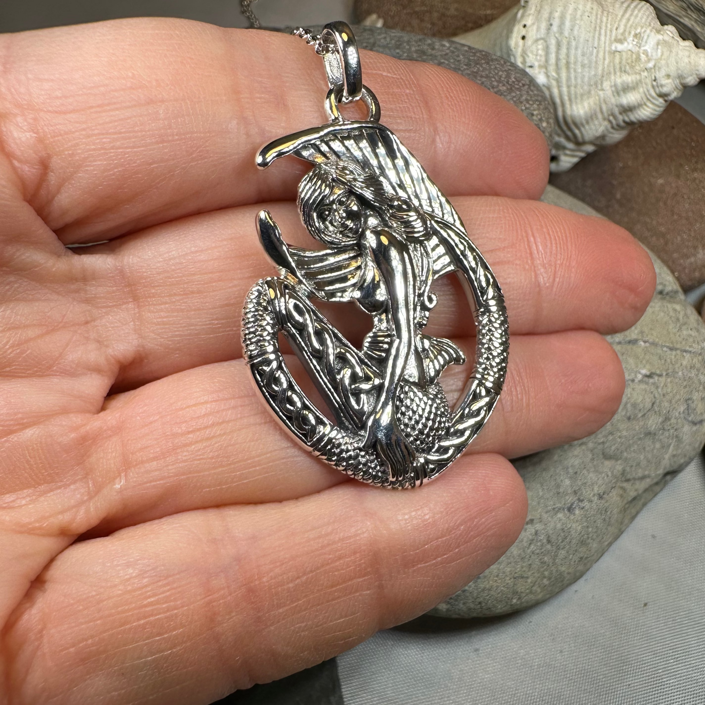 Ireland Celtic Mermaid Necklace in Sterling Silver