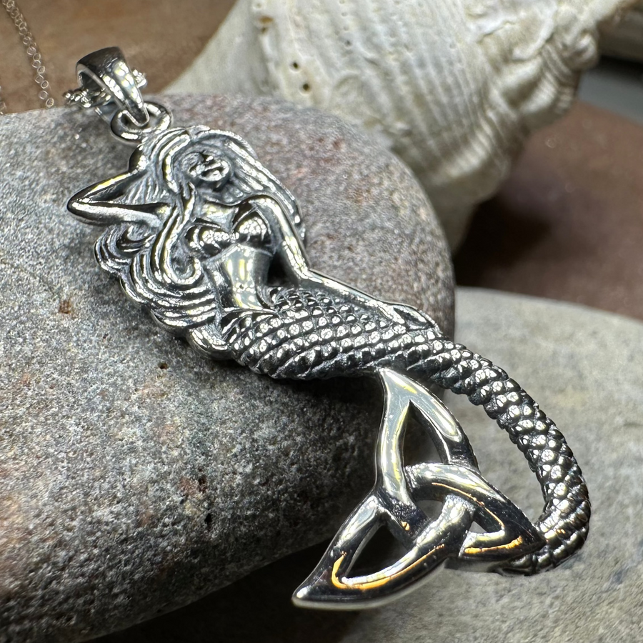 Celtic Trinity Knot Mermaid Necklace in Sterling Silver