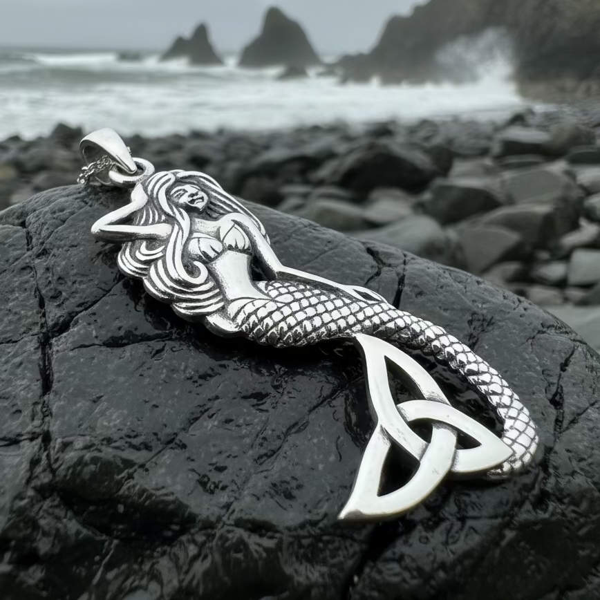 Celtic Trinity Knot Mermaid Necklace in Sterling Silver