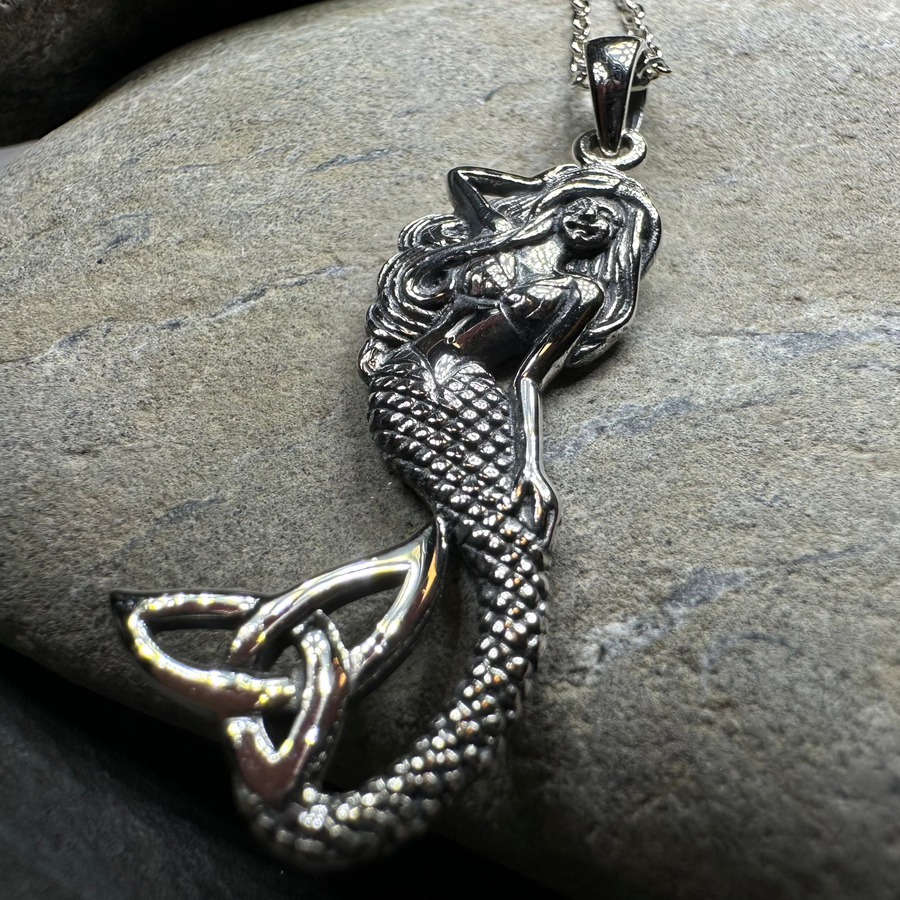 Celtic Trinity Knot Mermaid Necklace in Sterling Silver