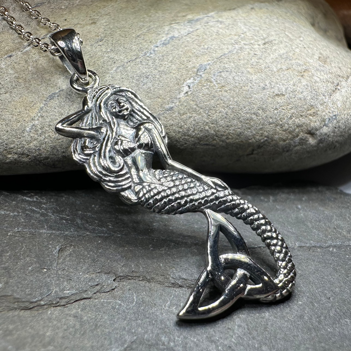 Celtic Trinity Knot Mermaid Necklace in Sterling Silver