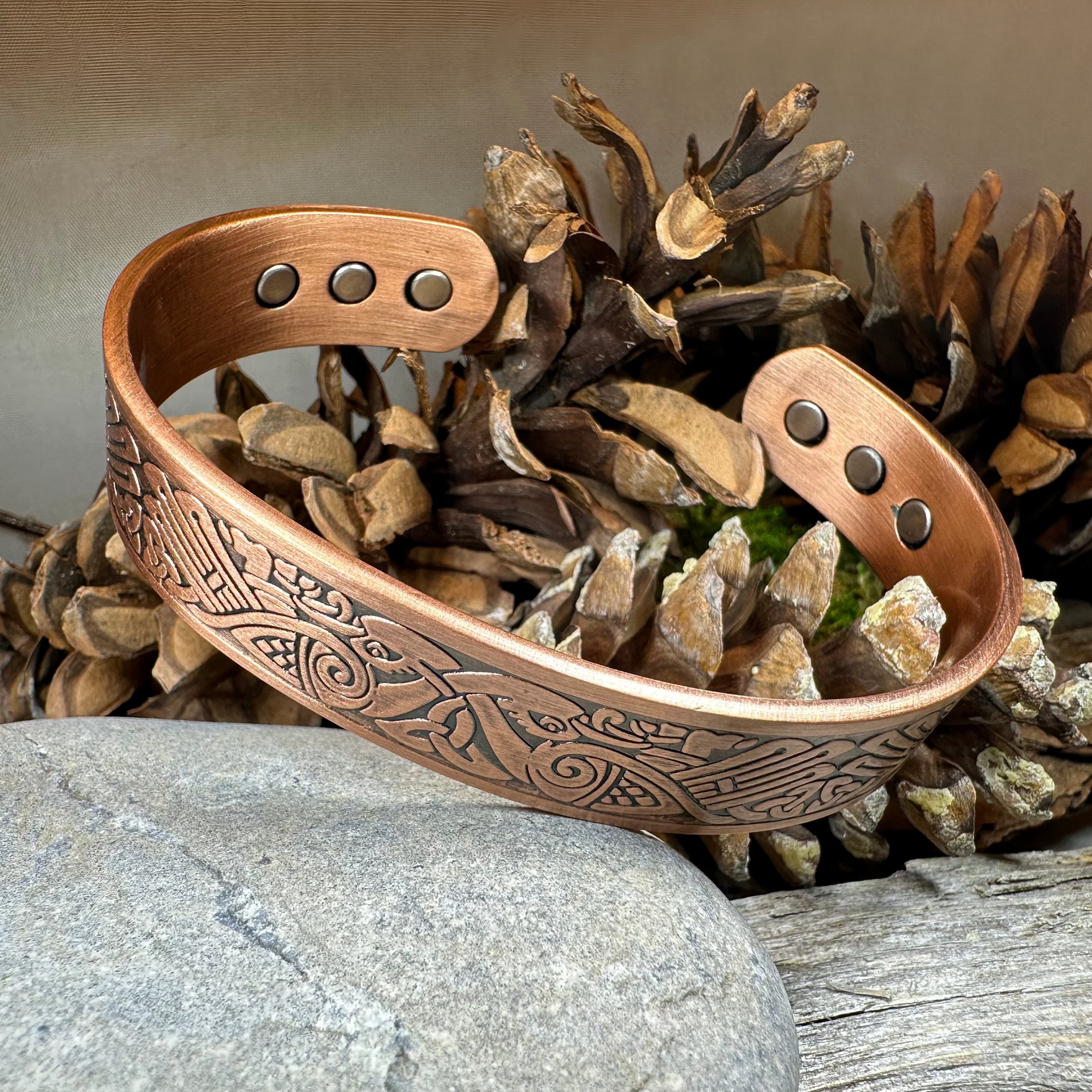 Celtic Birds Copper Cuff Bracelet