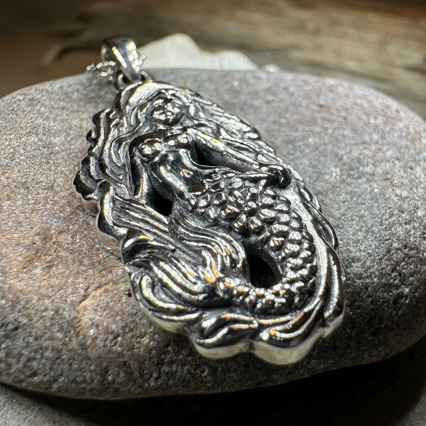 Under the Sea Beachy Mermaid Necklace in Sterling Silver