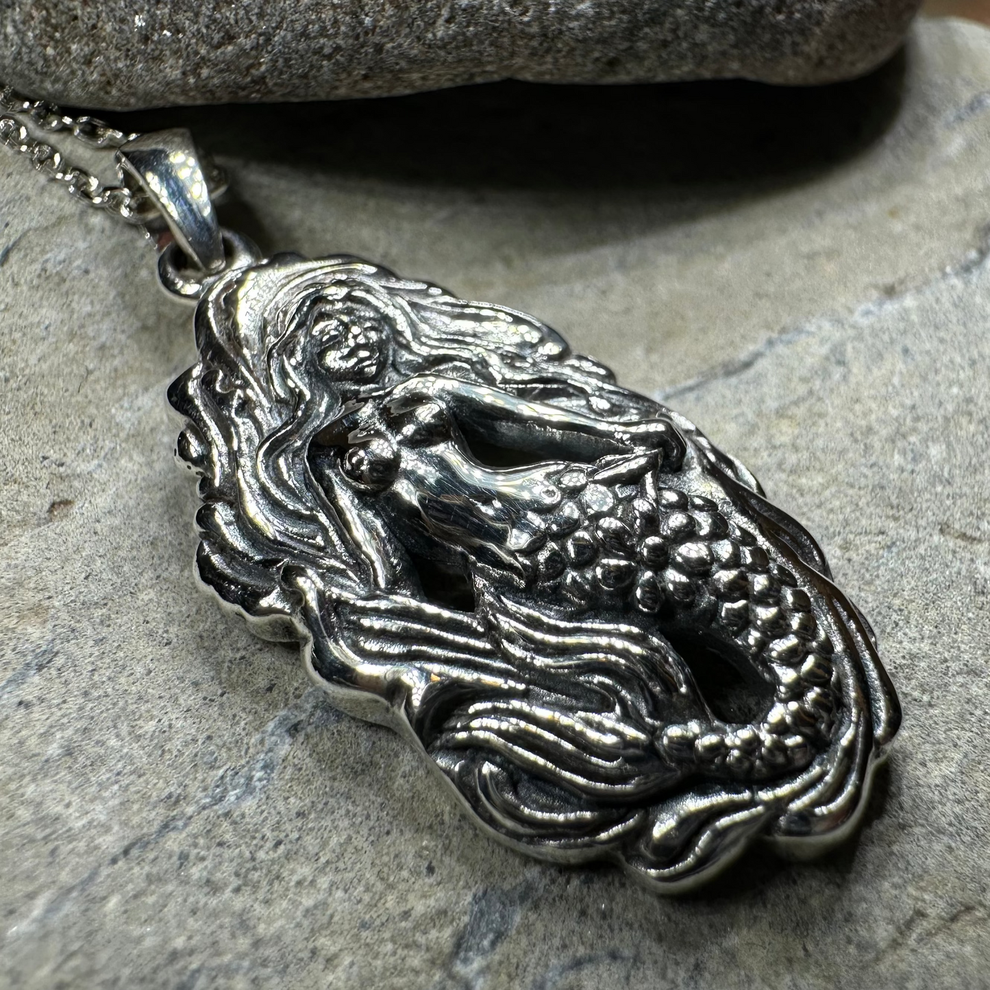Under the Sea Beachy Mermaid Necklace in Sterling Silver