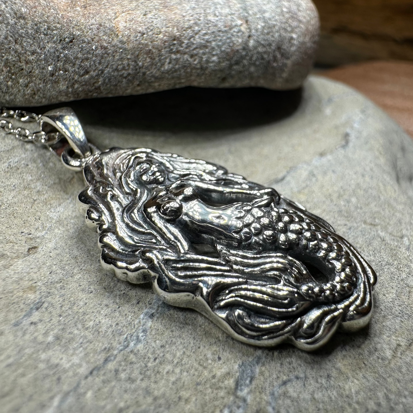 Under the Sea Beachy Mermaid Necklace in Sterling Silver