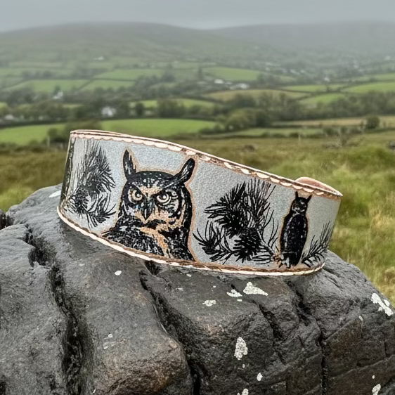 Mystical Owl Copper Cuff Bracelet — view 5