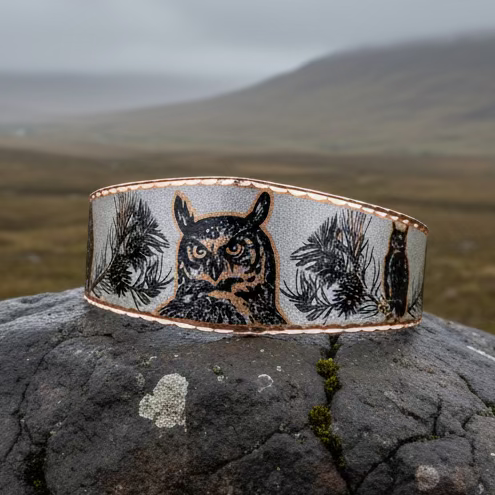 Mystical Owl Copper Cuff Bracelet