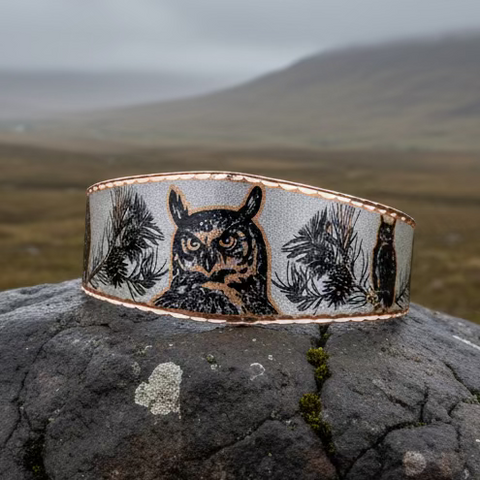 Load image into Gallery viewer, Mystical Owl Copper Cuff Bracelet
