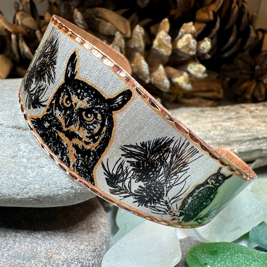 Mystical Owl Copper Cuff Bracelet