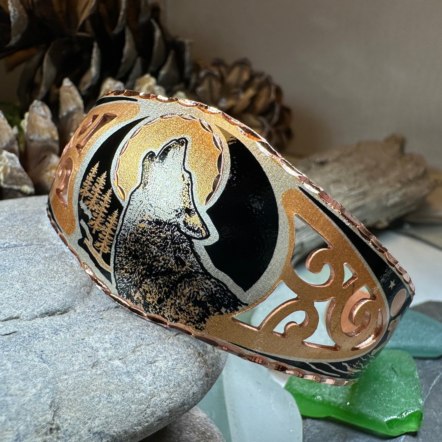 Wolf Spirit Copper Cuff Bracelet