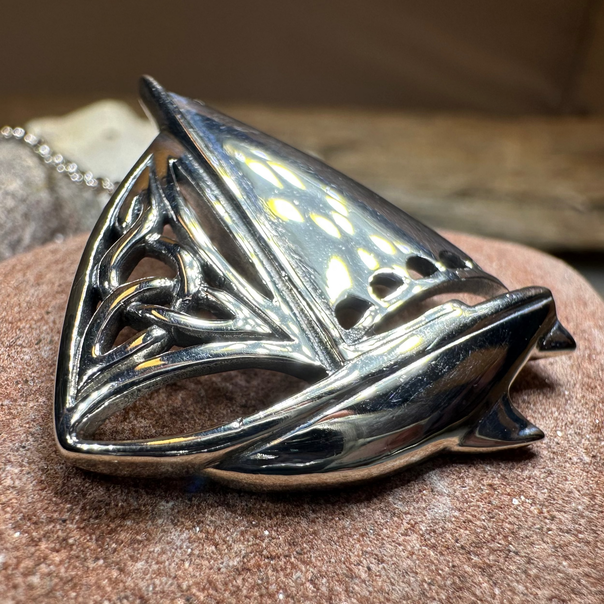 Celtic Sailboat Necklace — view 3