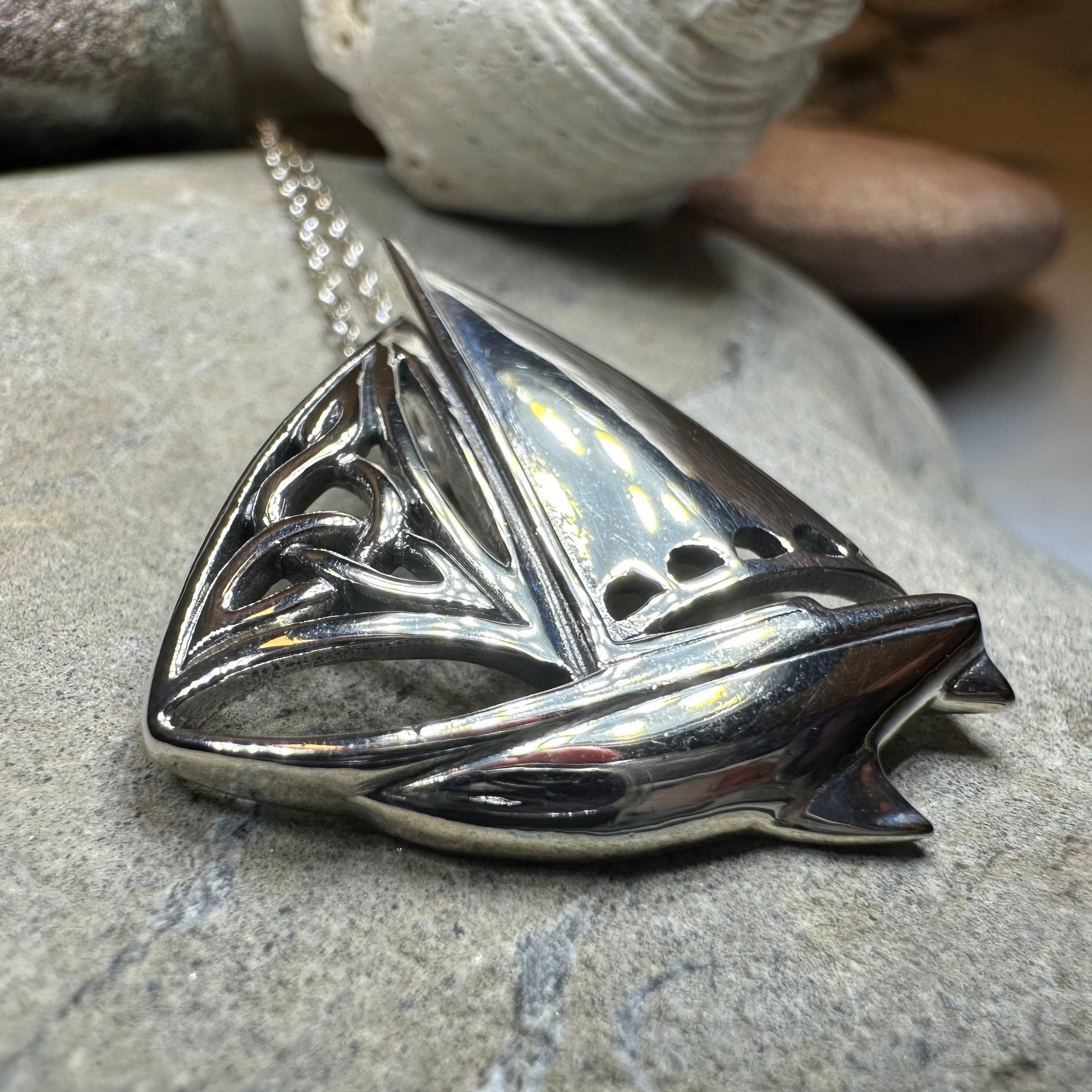 Celtic Sailboat Necklace — view 2