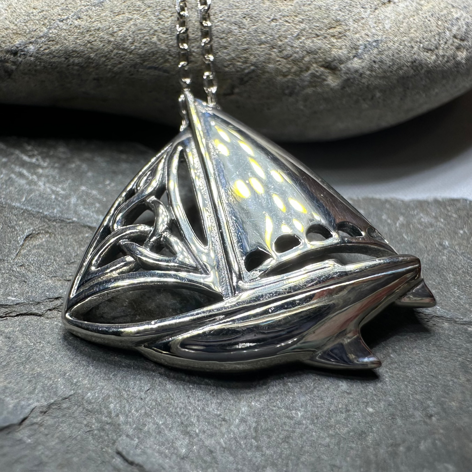 Celtic Sailboat Necklace — view 7