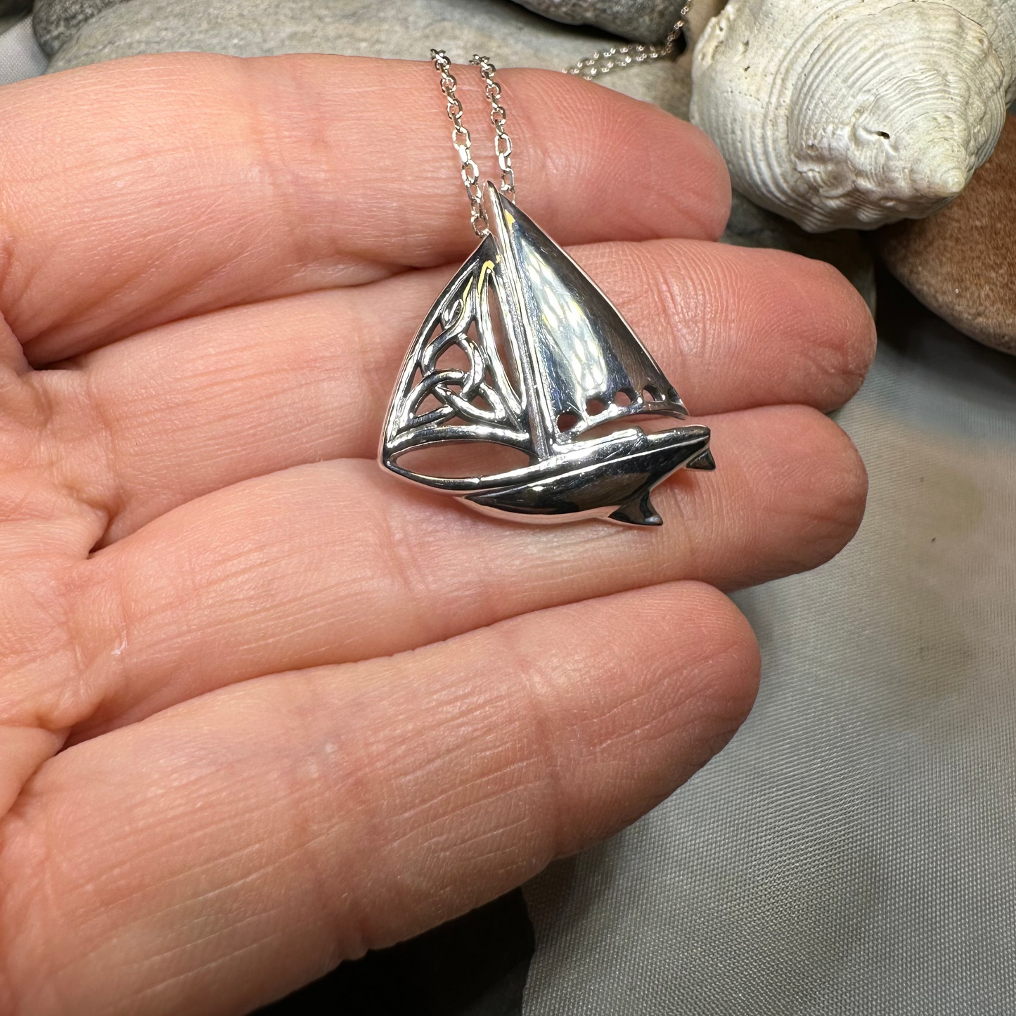 Celtic Sailboat Necklace — view 5