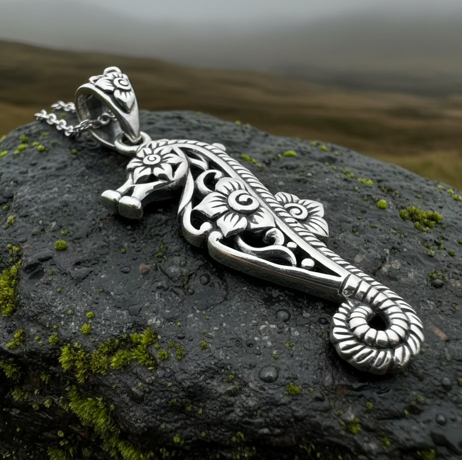 Blooming Seahorse Necklace in sterling silver