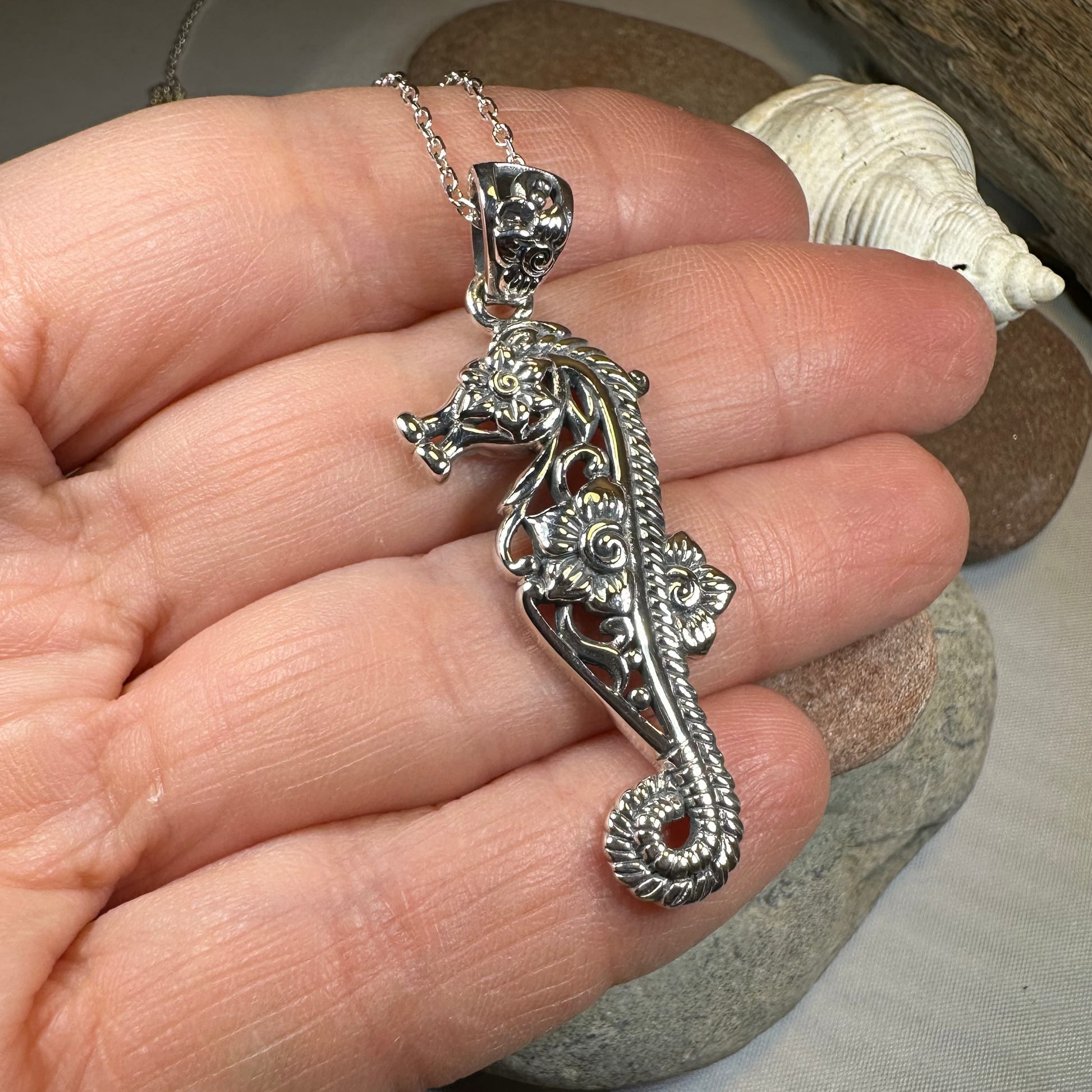 Blooming Seahorse Necklace — view 5