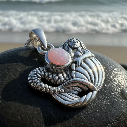 Pink Mermaid Necklace in Sterling Silver