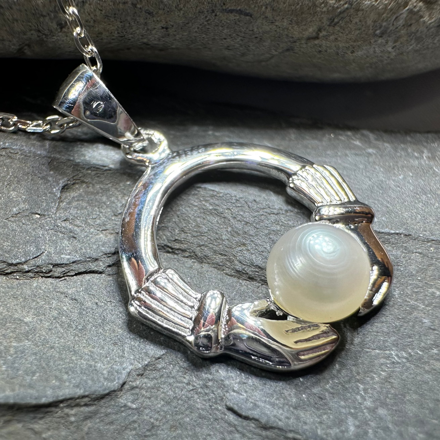Pearl Claddagh Necklace — view 8