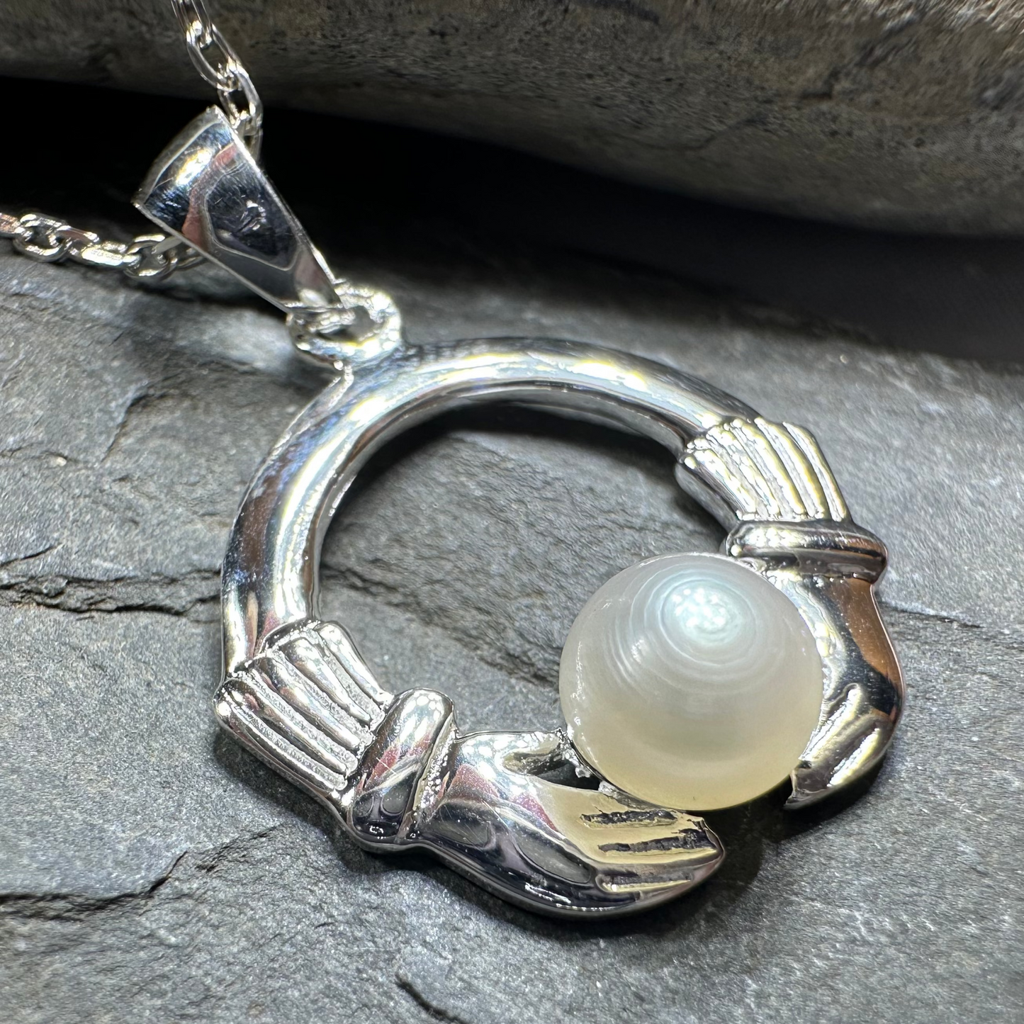 Pearl Claddagh Necklace — view 3